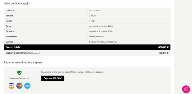 Pagare la caparra online