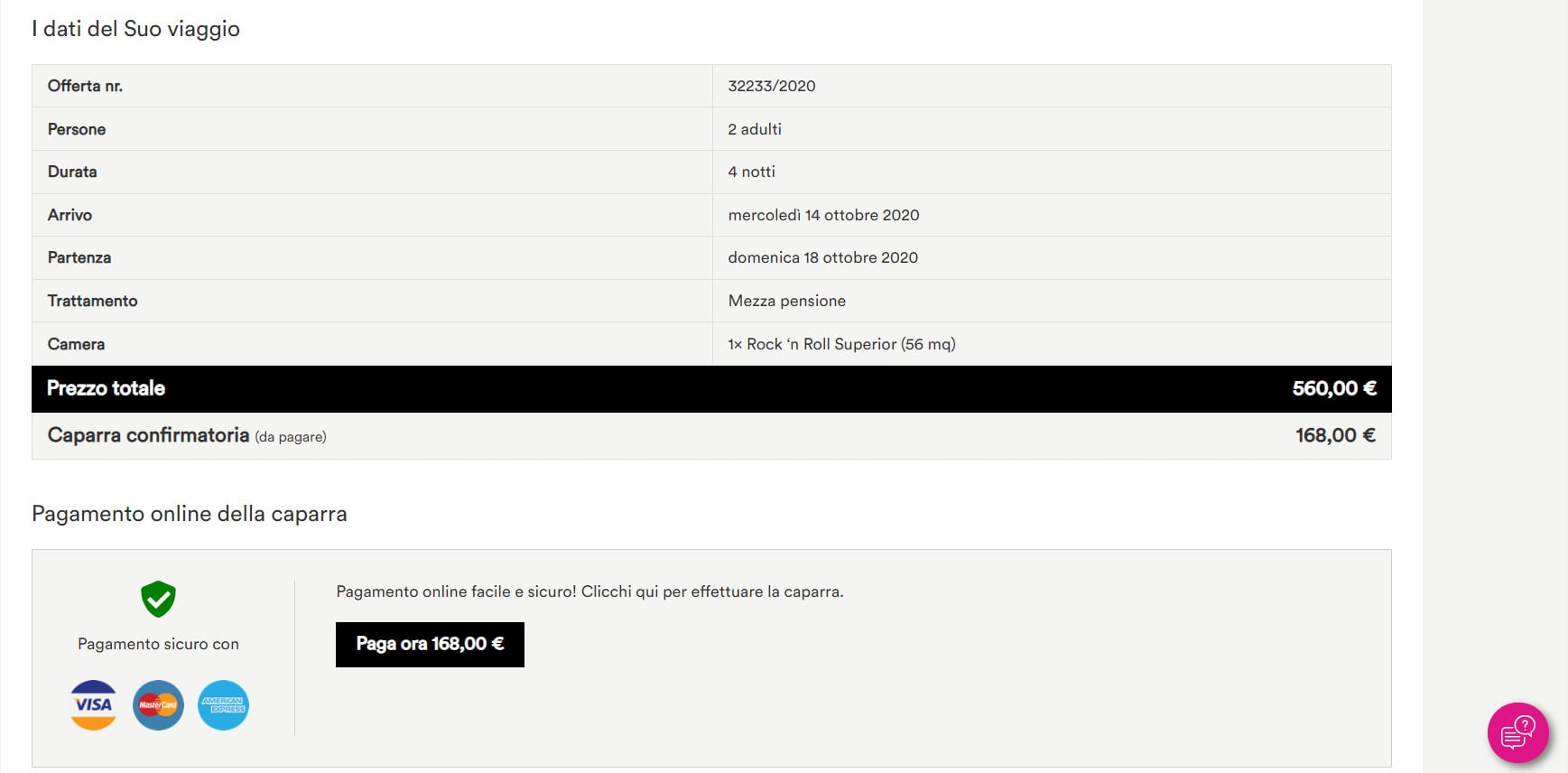 Pagare la caparra online