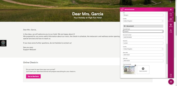 Improved online check-in