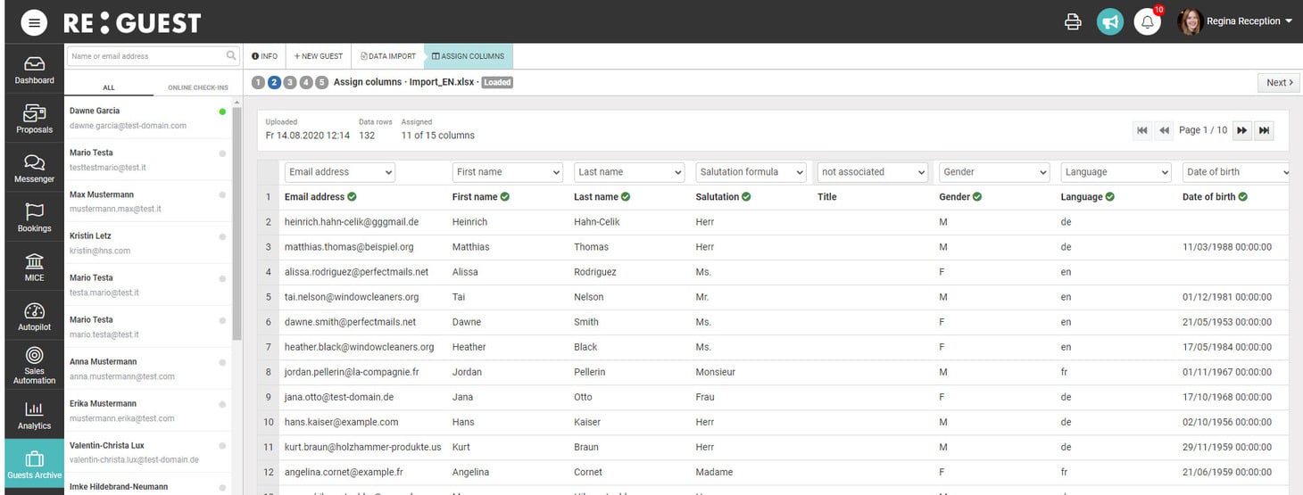 Importing guest information and bookings
