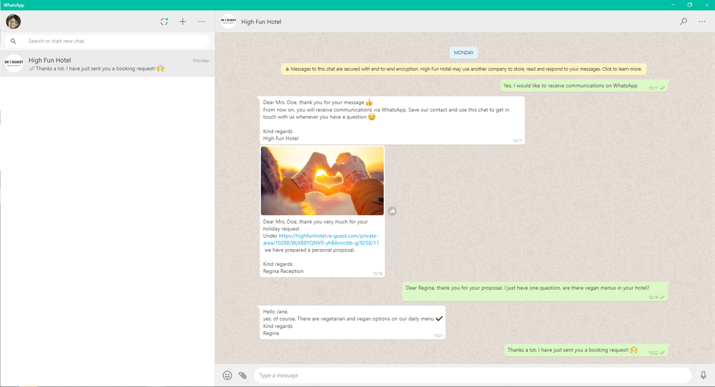 Direct Communication via WhatsApp