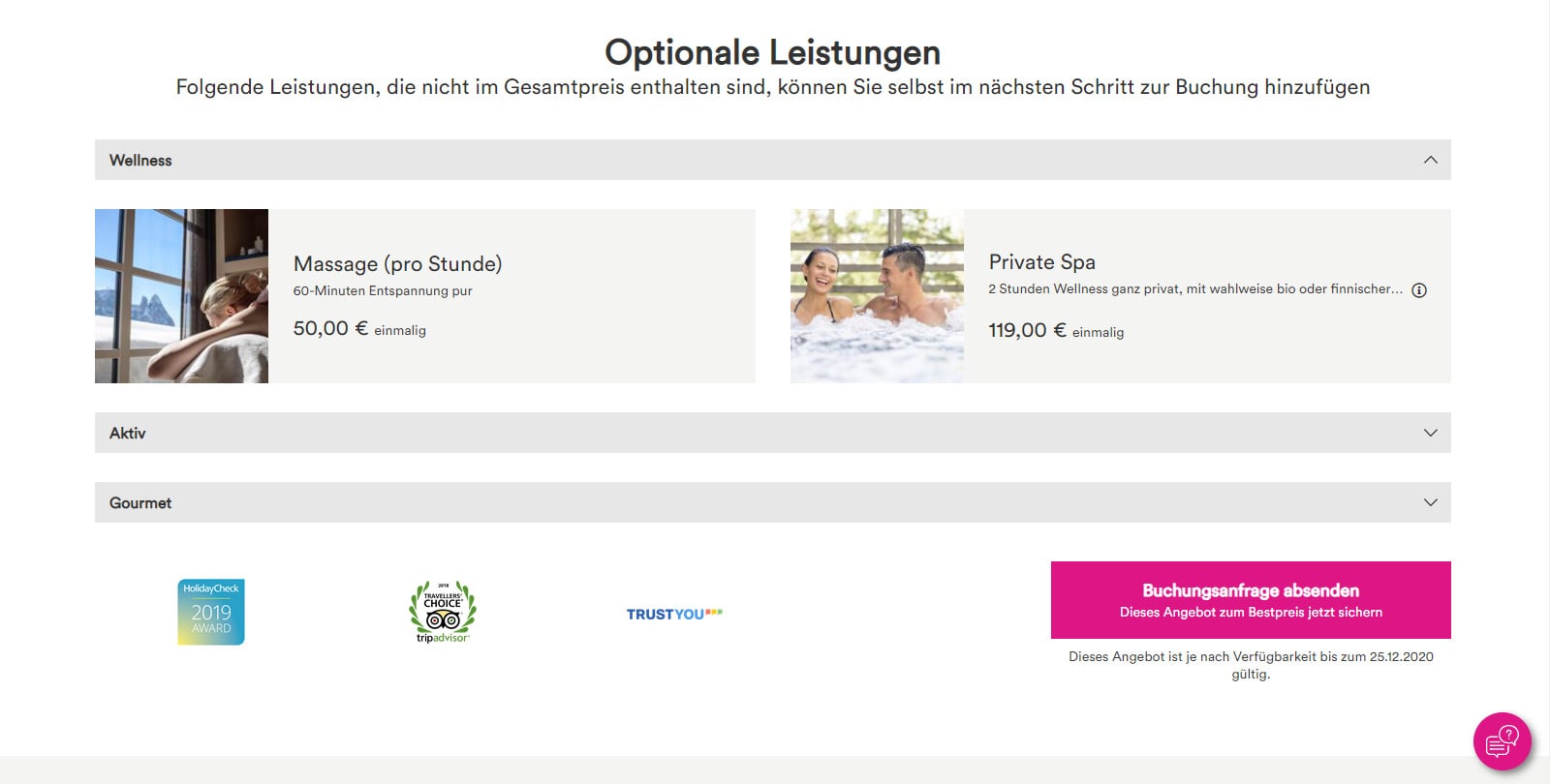 Verbesserte Darstellung der Zusatzleistungen