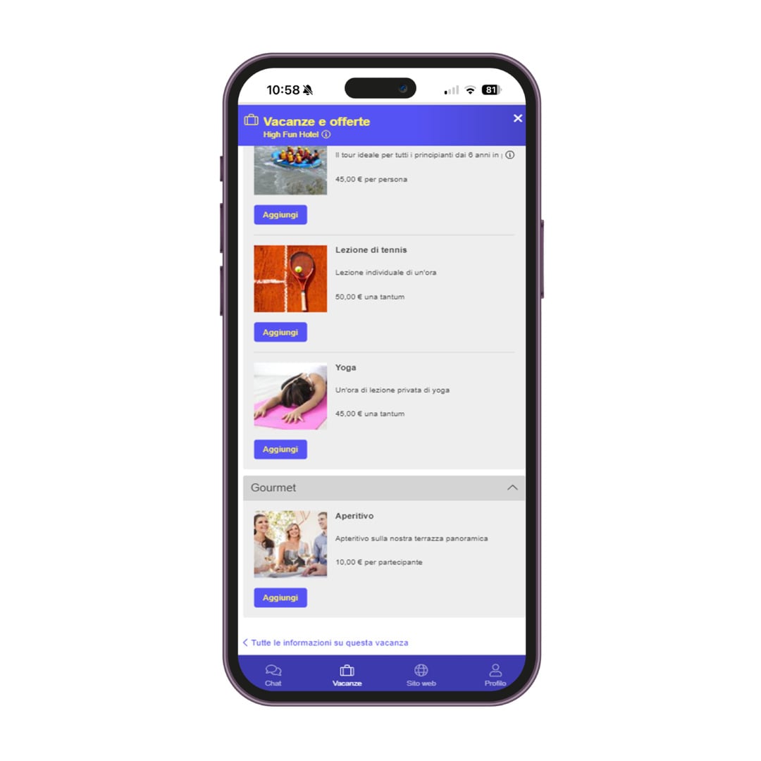 Upselling prima del soggiorno