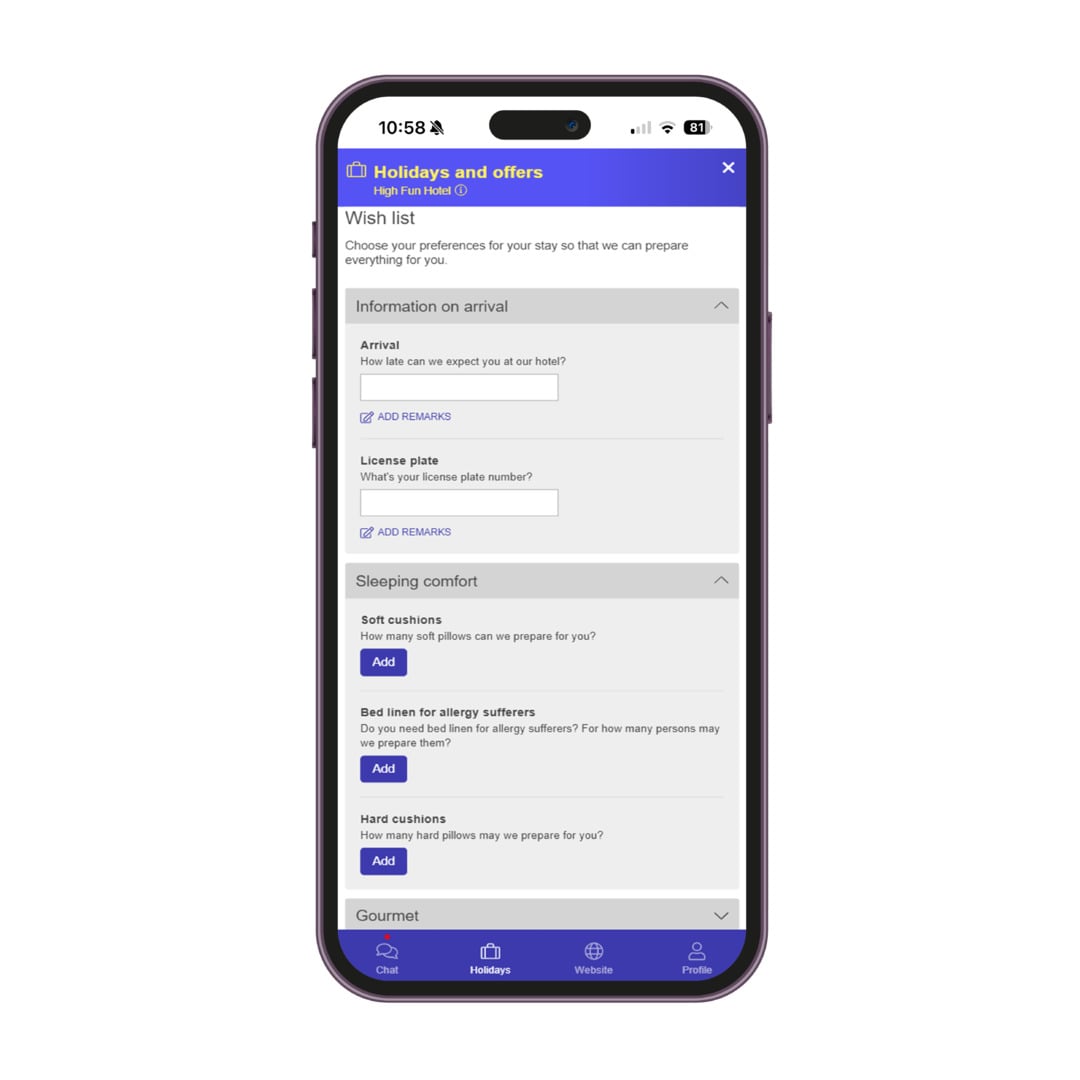 Lista dei desideri per ospiti felici