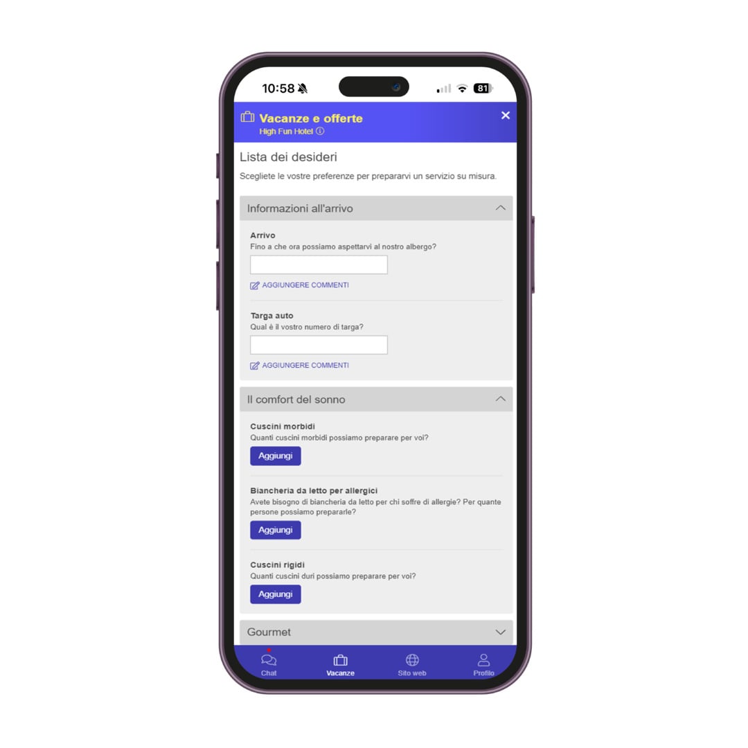 Lista dei desideri per ospiti felici